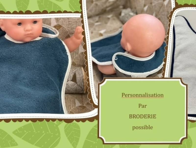 Confection de bavoirs en éponge et biais avec pressions pour une crèche à Vendargues , dans l'Hérault