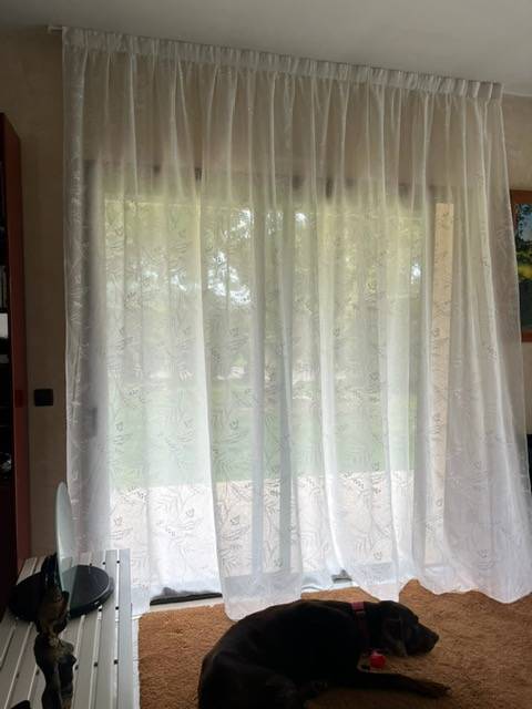 confection de rideaux sur mesure avec plis compagnons et tringlerie pour un particulier à Villetelle dans l'Hérault